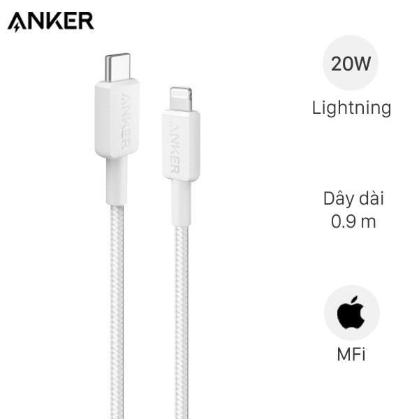 Cáp sạc Anker 322 Type-C - Lightning 0.9m ( chuẩn MFI)